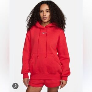 Nike Sportswear Phoenix Fleece oversized hoodie in University Red